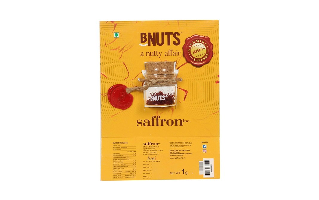 BNuts Kashmiri Saffron    Pack  1 grams